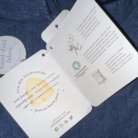 Burts Bees French Terry Knit Denim Wash Organic Cotton Super Soft Baby Dress NWT - Picture 13 of 13